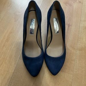 Blue suede pumps
